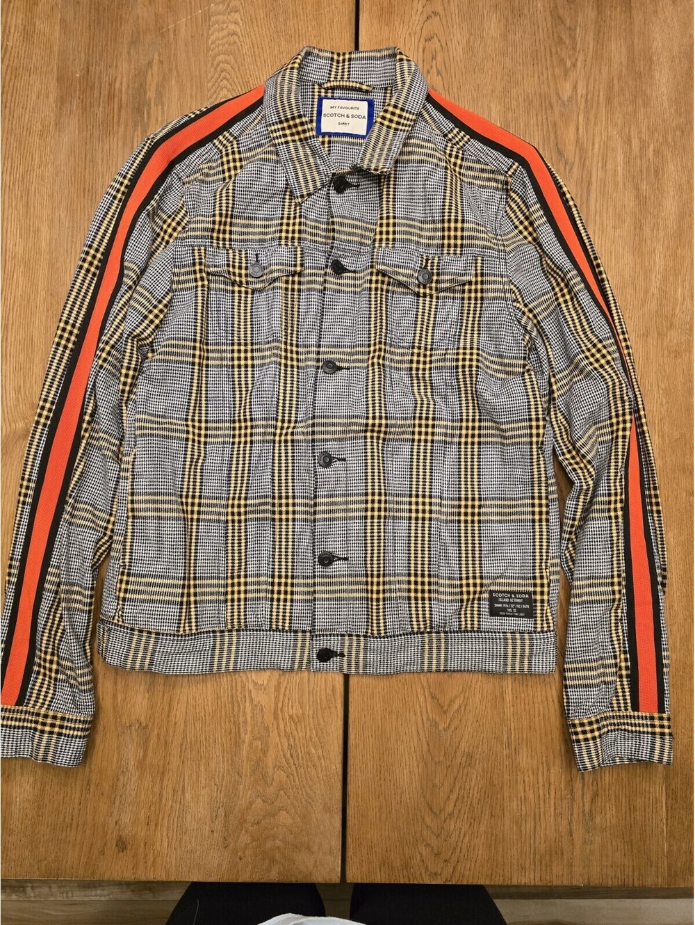 Scotch & Soda Overshirt Mens  Black Plaid Shacket Button Up Size Medium